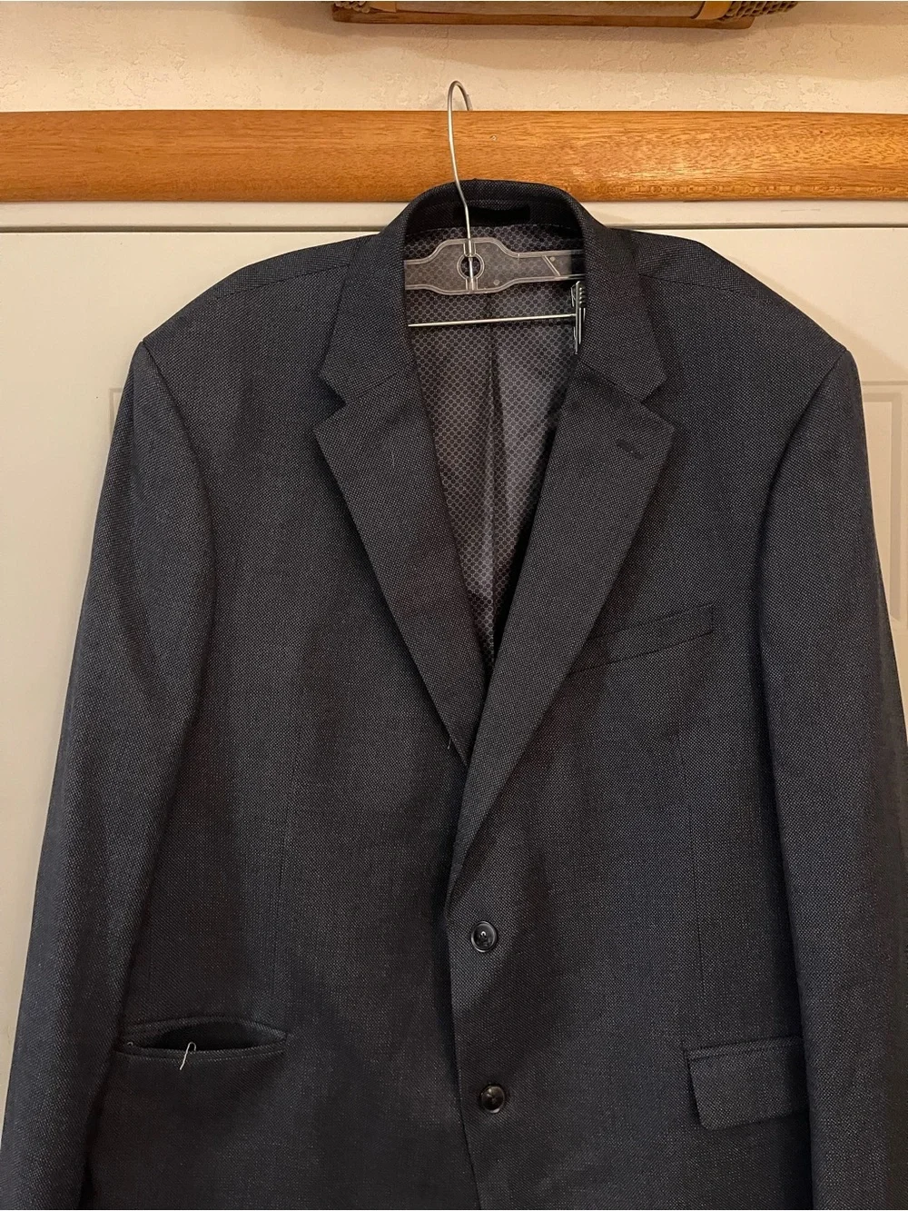 Van Heusen Cool Flex Mens 48R Blue Solid Slim Fit Suit Jacket 2 Button Vent
